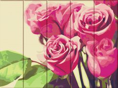 435 грн  Живопись по номерам ASW125 Раскраска по номерам на деревянной основе Розовые розы