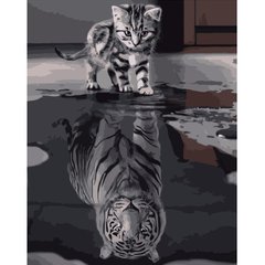 315 грн  Живопис за номерами Набір для розпису по номерах Кіт і тигр, 40х50 см , DY007