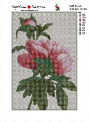 390 грн  Алмазная мозаика КДИ-0358 Набор алмазной вышивки Розовый пион