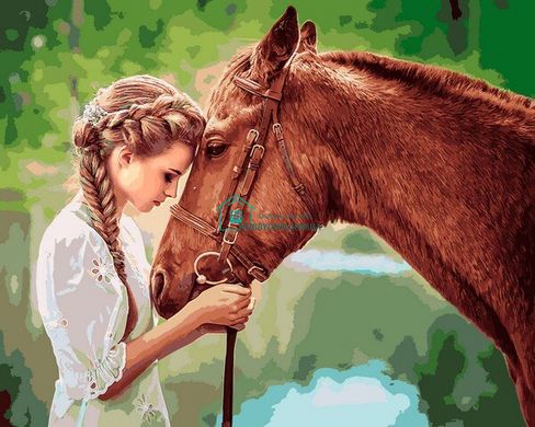 459 грн  Живопись по номерам VP1249 Картина-раскраска по номерам Девушка и лошадь