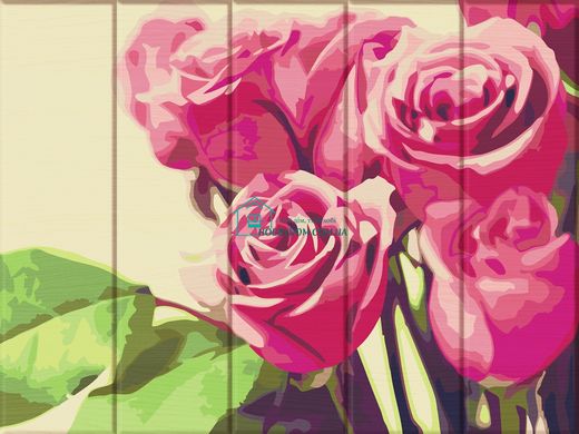 435 грн  Живопис за номерами ASW125 Розмальовка за номерами на дерев'яній основі Рожеві троянди