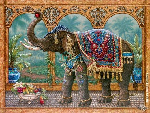 770 грн  Алмазная мозаика DMP-188 Набор алмазной живописи на подрамнике Индийский слон