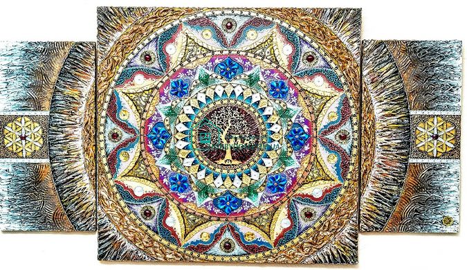 2 950 грн  Діамантова мозаїка КДИ-1326 Набір алмазної вишивки Мандала - Дерево Любові у колі Життя.