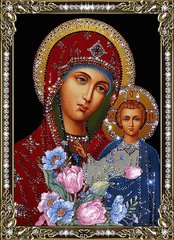 980 грн  Діамантова мозаїка КДИ-0596 Набір алмазної вишивки ікона Богородиця с Ісусом