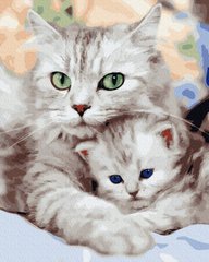 329 грн  Живопис за номерами BK-GX36536 Набір для малювання картини за номерами Кошка с котенком