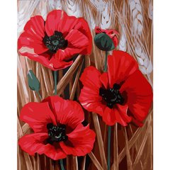 395 грн  Живопис за номерами VA-1680 Набір для розпису по номерах Три яскраво-червоних квітки маків