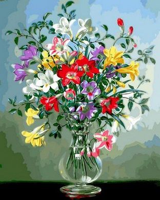 396 грн  Живопись по номерам MR-Q2163 Полевые цветы в стеклянной вазе Набор-раскраска по цифрам