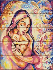 435 грн  Живопись по номерам ASW034 Раскраска по номерам на деревянной основе Счастье материнства