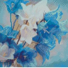 512 грн  Діамантова мозаїка Набір для творчості алмазна картина Блакитні квіточки, 30х30 см CA-0038