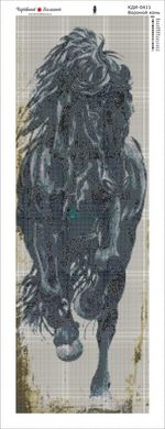 1 200 грн  Діамантова мозаїка КДИ-0411 Набір діамантової вишивки Вороний кінь