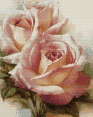 790 грн  Діамантова мозаїка АЛМ-058 Набір діамантової мозаїки Рожеві троянди, 40*50 см