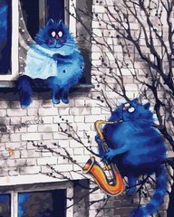 339 грн  Живопис за номерами BK-GX40098 Розмальовка для малювання по цифрам Серинади синіх котів