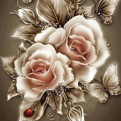 800 грн  Алмазная мозаика DMP-185 Набор алмазной живописи на подрамнике Карамельные розы