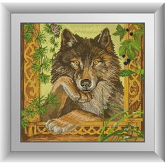 628 грн  Алмазная мозаика 30988 Волк в окне Набор алмазной живописи