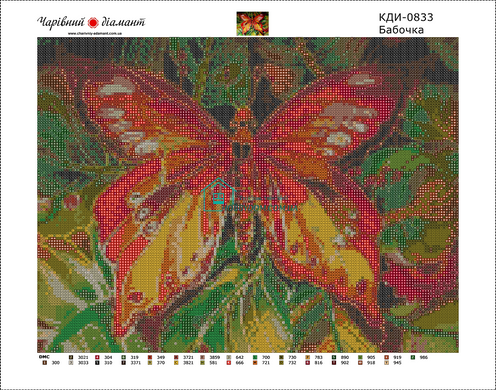 590 грн  Діамантова мозаїка КДИ-0833 Набір алмазної вишивки Метелик-2