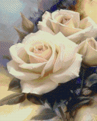 790 грн  Діамантова мозаїка АЛМ-059 Набір діамантової мозаїки Білі троянди, 40*50 см