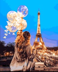 429 грн  Живопись по номерам VP1380 Картина-раскраска по номерам Воздушные шары вечернего Парижа
