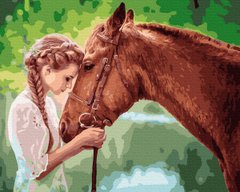 329 грн  Живопись по номерам BK-GX32824 Набор для рисования картины по номерам Юная девица с лошадью