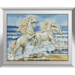 498 грн  Алмазная мозаика 31453 Белые лошади Набор алмазной живописи