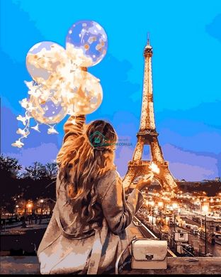 459 грн  Живопись по номерам VP1380 Картина-раскраска по номерам Воздушные шары вечернего Парижа