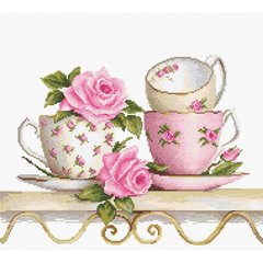 408 грн   B2327/aida18 Чайные чашки с розами Набор для вышивки нитками
