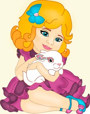155 грн  Живопись по номерам ASK019 Раскраска по номерам для детей Девочка с кроликом