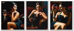 1 449 грн  Живопись по номерам VPT032 Раскраска по номерам триптих Девушка с бокалом вина