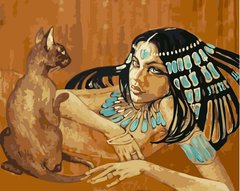 459 грн  Живопись по номерам VP424 Раскраска по номерам Египтянка с кошкой. худ Фаттах Галла