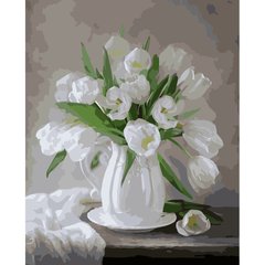 395 грн  Живопись по номерам VA-3231 Набор для рисования по номерам Букет белых тюльпанов
