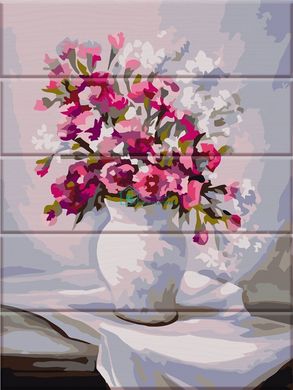 435 грн  Живопис за номерами ASW079 Розмальовка за номерами на дерев'яній основі Весняні квіти