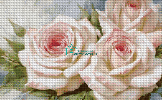 1 070 грн  Діамантова мозаїка АЛМ-061 Набір діамантової мозаїки Ніжні троянди, 40*65 см