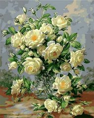 455 грн  Живопис за номерами NB1115 Букет білих троянд Набір-картина за номерами