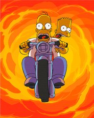 295 грн  Живопись по номерам 10286-AC Раскраска по номерам Гомер і Барт на байку 40 х 50 см