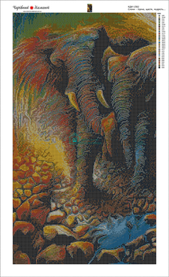 1 250 грн  Алмазная мозаика КДИ-1582 Набор алмазной вышивки "Слоны - Удача, счастье, мудрость..."