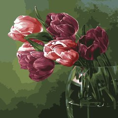 255 грн  Живопись по номерам AS1094 Набор для рисования по номерам Бархатные тюльпаны