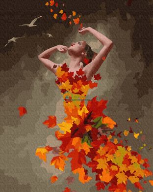 339 грн  Живопис за номерами BK-GX38263 Розмальовка для малювання по цифрам Дівчина-осінь