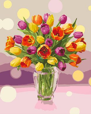 329 грн  Живопис за номерами KH3064 Картина-розмальовка Сонячні тюльпани
