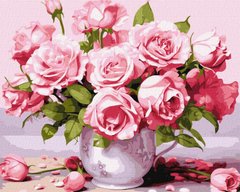 299 грн  Живопис за номерами KHO3254 Картина по номерам 40 х 50 см Рожеві троянди ©art_selena_ua