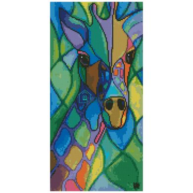 712 грн  Алмазная мозаика BA-0008 Набор алмазной мозаики на подрамнике Разноцветный жираф, 50х25 см