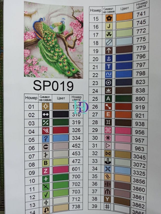 SPR019 Набір діамантової мозаїки на підрамнику Павичі 40х50см