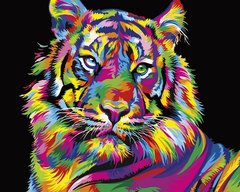 459 грн  Живопись по номерам VP1344 Картина-раскраска по номерам Радужный тигр