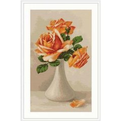 330 грн   B505 Оранжевые розы в вазе Набор для вышивания нитками