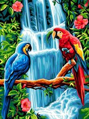 339 грн  Живопись по номерам VK251 Картина-раскраска по номерам Пара попугаев