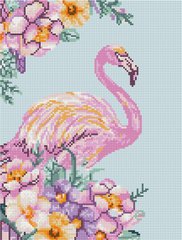 480 грн  Алмазная мозаика EJ1049 Набор алмазной мозаики на подрамнике Фламинго в цветах
