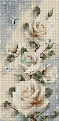 680 грн  Алмазная мозаика TS1301 Набор алмазной мозаики 29х59 Белые розы панно