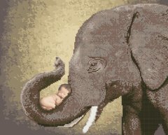 550 грн  Алмазная мозаика GZS1149 Раскраска-мозаика, набор для творчества на подрамнике Слон с ребенком