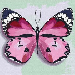 245 грн  Живопись по номерам KHO4209 Картина для рисования по номерам Розовая бабочка