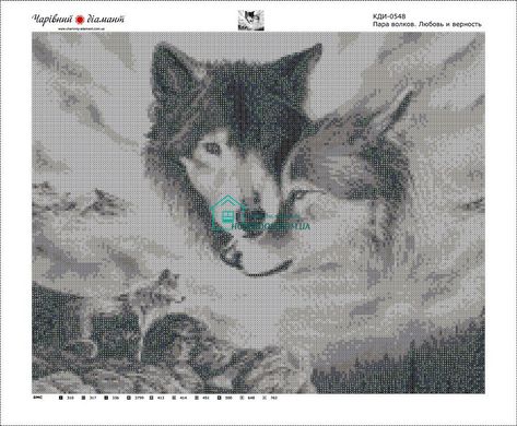830 грн  Алмазная мозаика КДИ-0548 Набор алмазной вышивки Пара волков – Любовь и верность