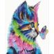 Набір для творчості алмазна картина Кольоровий кіт з метеликом, 40х50 см FA40854
