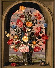 299 грн  Живопис за номерами KHO2075 Полотно для малювання Композиція з квітів ©Ambrosius Bosschaert de Oude 40х50 см
